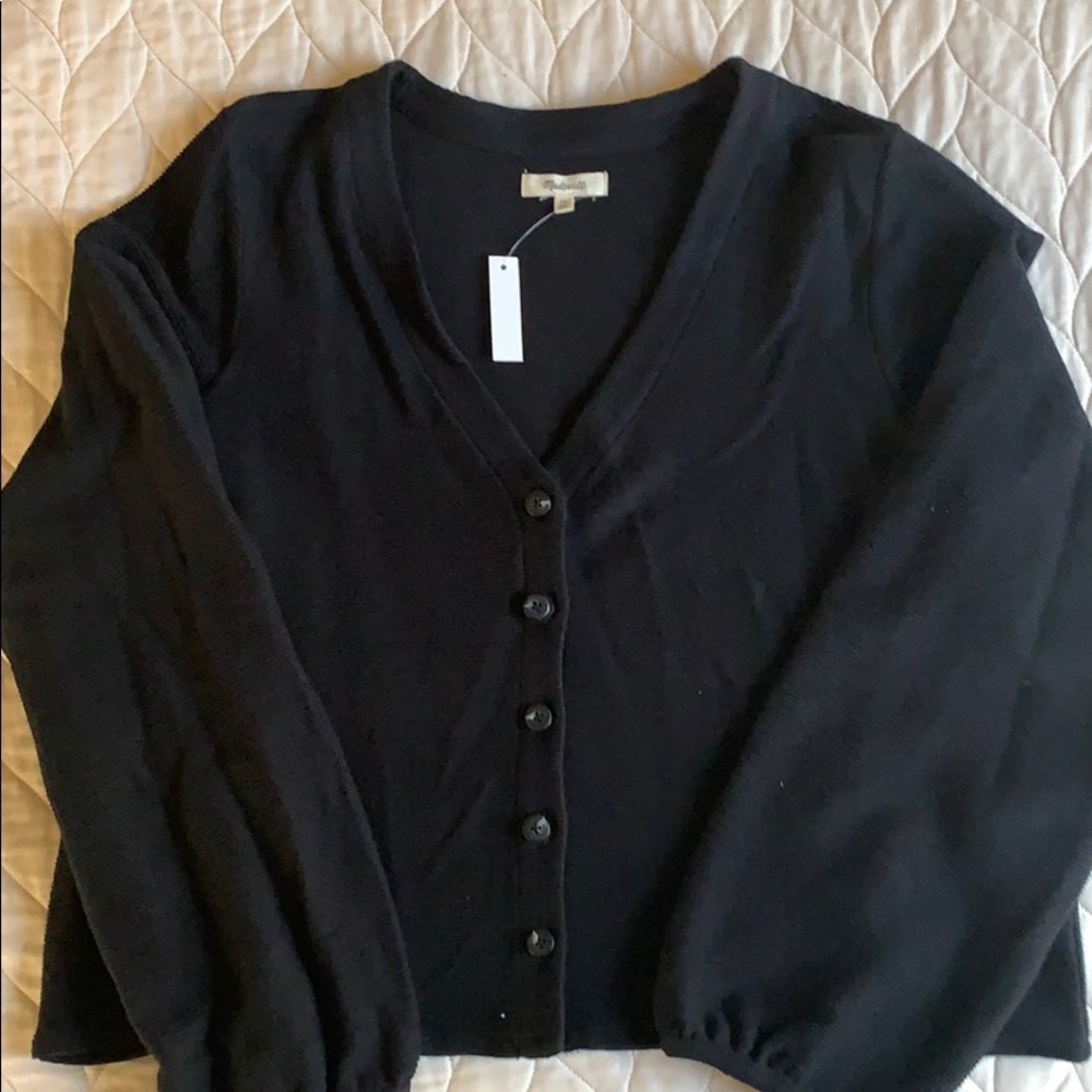NWT MADEWELL XL BLACK BELL SLEEVE SWEATER